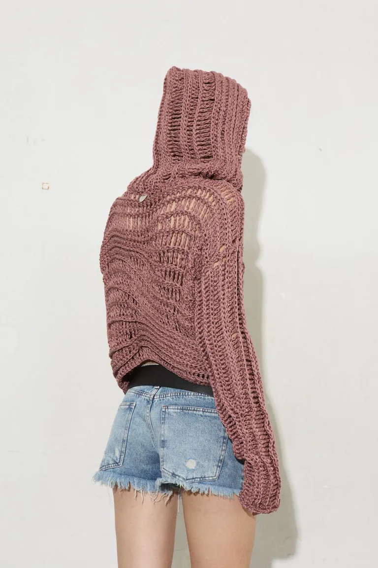 Suéter de punto trenzado en tono rosa pálido para mujer de Allo Martinez en Buzos y Sweaters para argentina