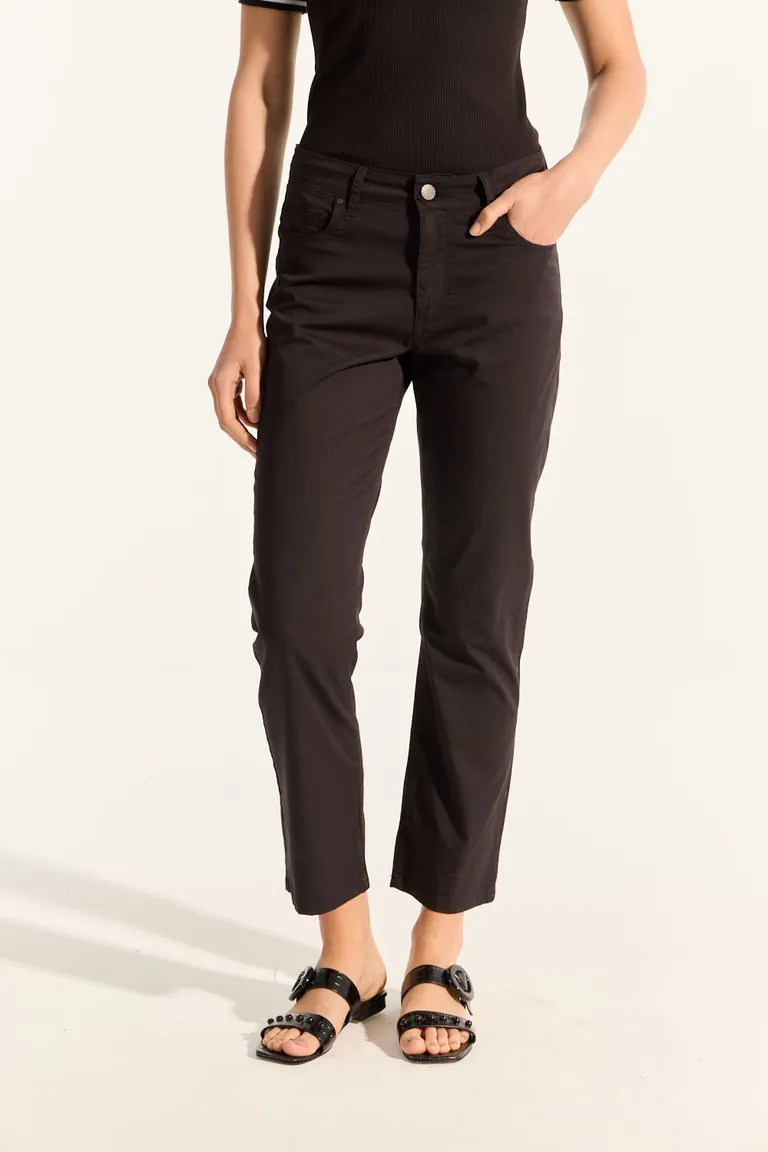 Pantalón recto de gabardina de tiro medio para mujer de Portsaid en Pantalones para argentina