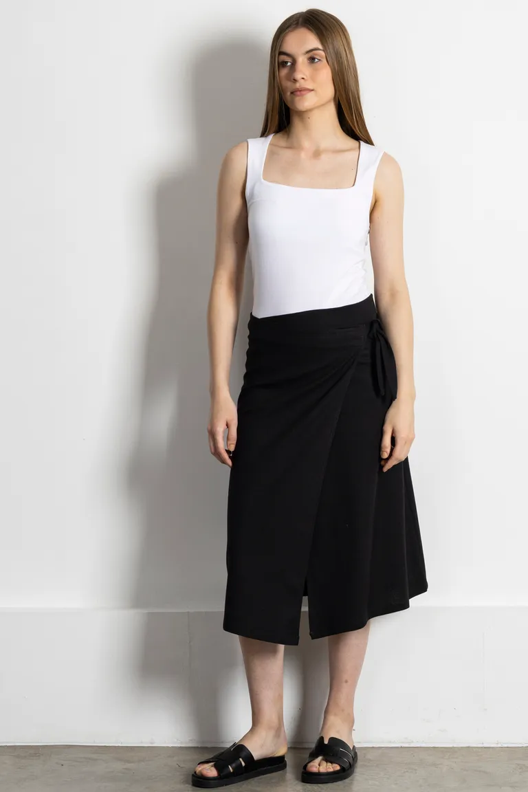Falda midi cruzada con lazos laterales en lino de Kill en Faldas para argentina