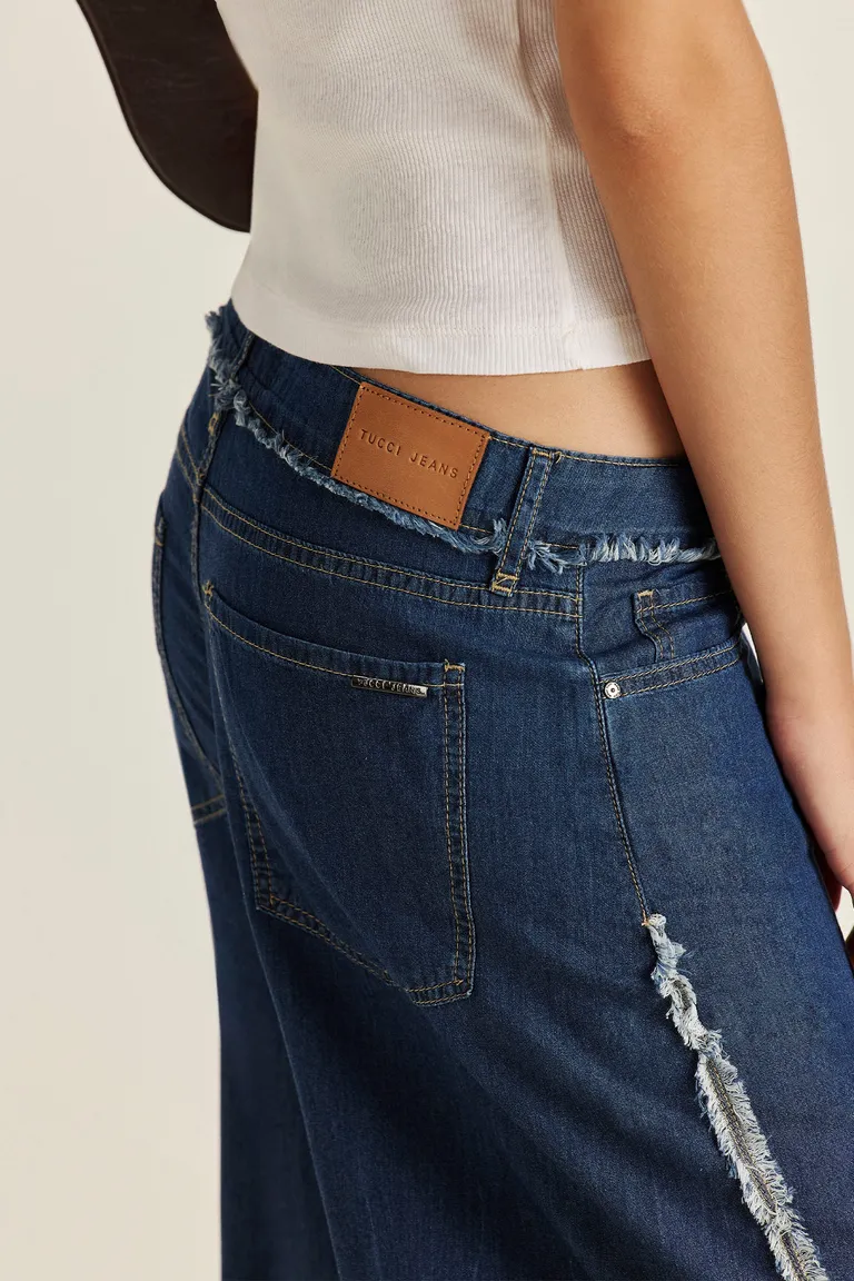 Pantalón de corte wide leg con efecto desgastado en tono azul de Tucci en Pantalones para argentina