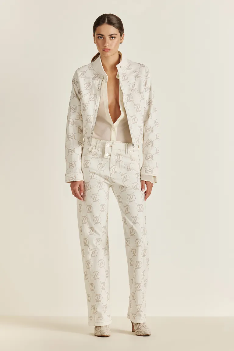 Campera de denim entallada con diseño de recortes y monograma dorado de Tucci en Chaquetas para argentina