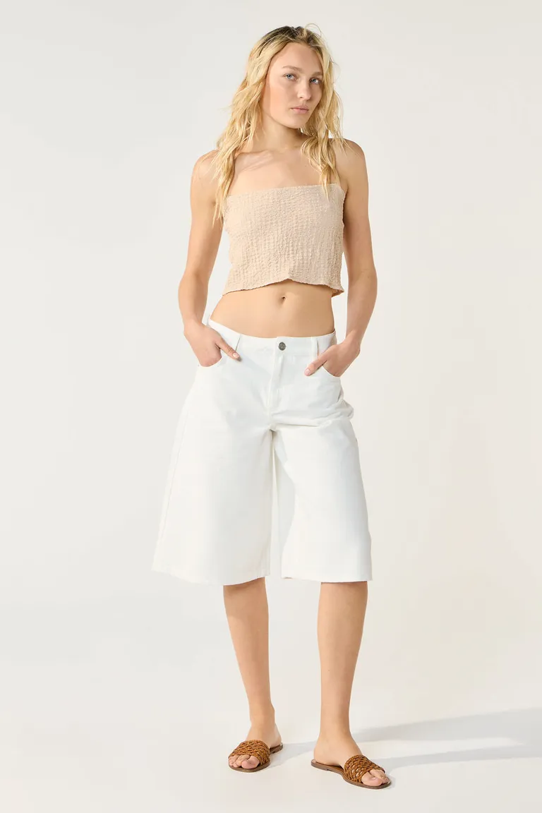Shorts blancos básicos de gabardina rígida para mujer de Cuesta Blanca en Shorts para argentina