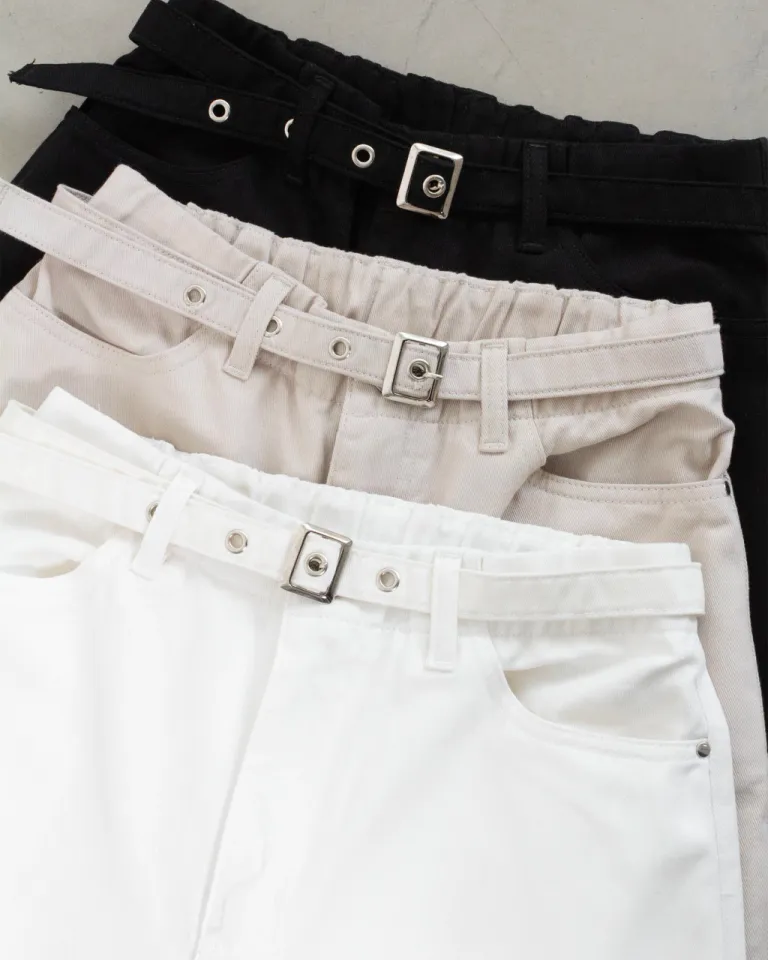 Pantalón ancho de gabardina con detalles metálicos y cintura elástica de Sky en Pantalones para argentina