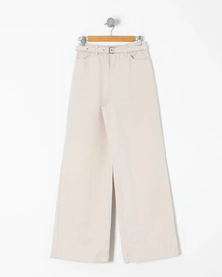 Pantalón ancho de gabardina con detalles metálicos y cintura elástica de Sky en Pantalones para argentina