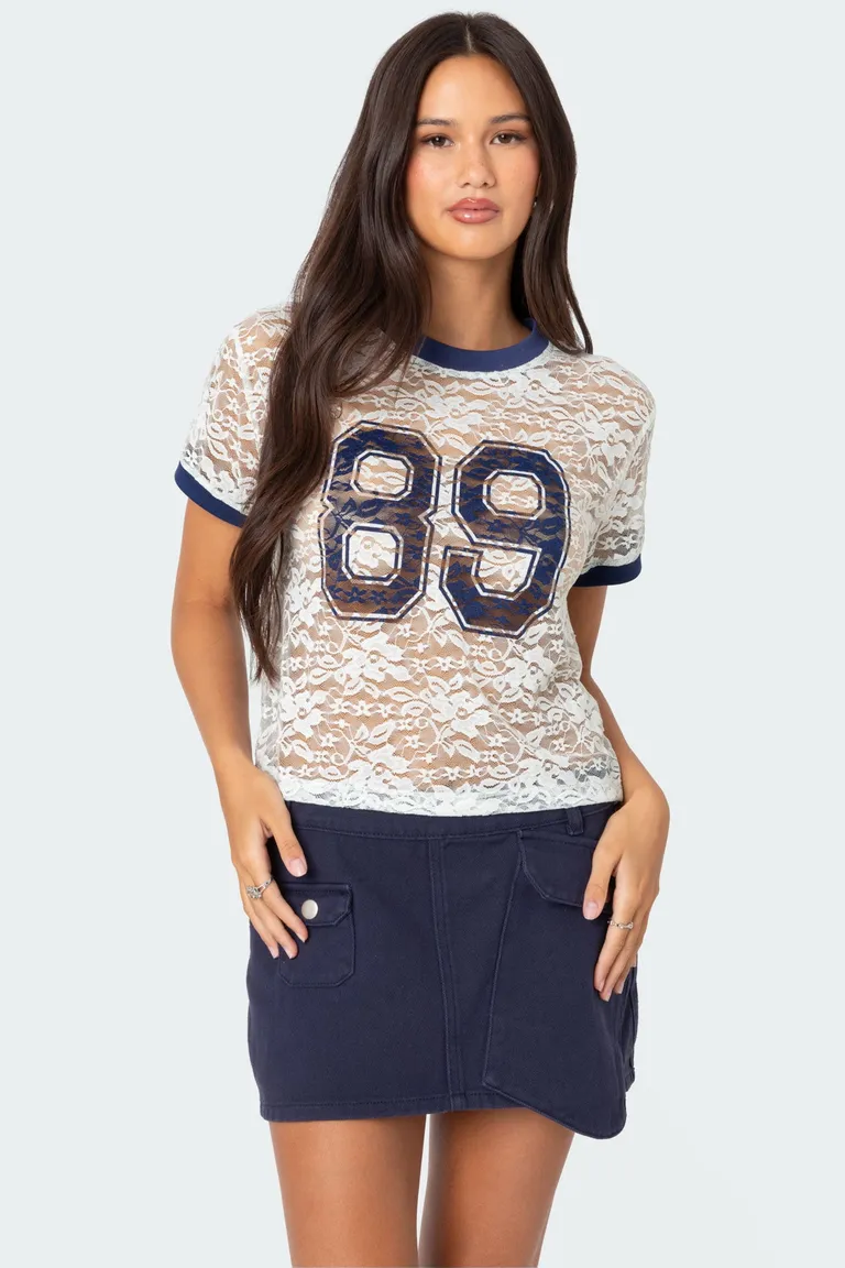 Remera encaje transparente de Edikted en Remeras para argentina