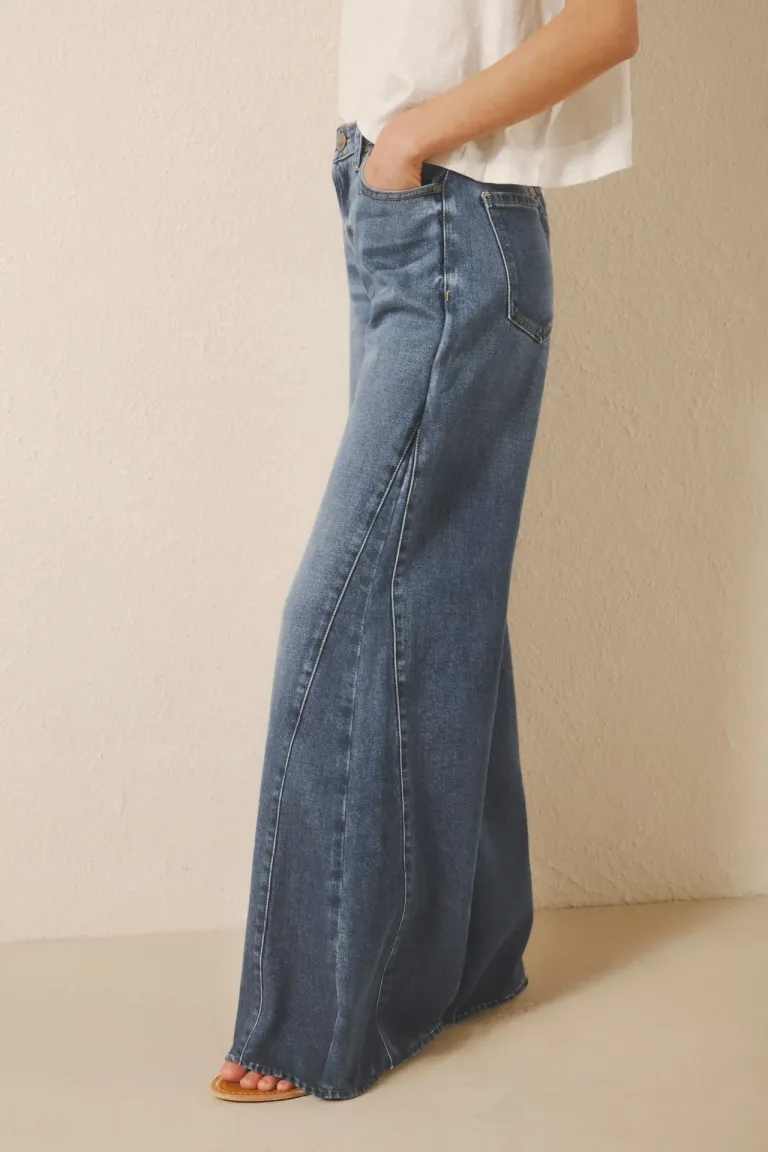 Pantalones de corte oxford de pierna ancha con lavado desgastado de Rapsodia en Pantalones para argentina