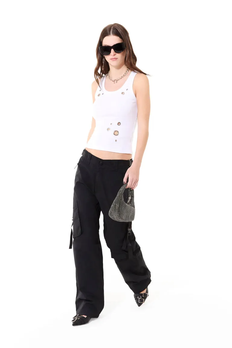 Pantalón de tiro medio con bolsillos cargo y ajuste en laterales de 47 Street en Pantalones para argentina