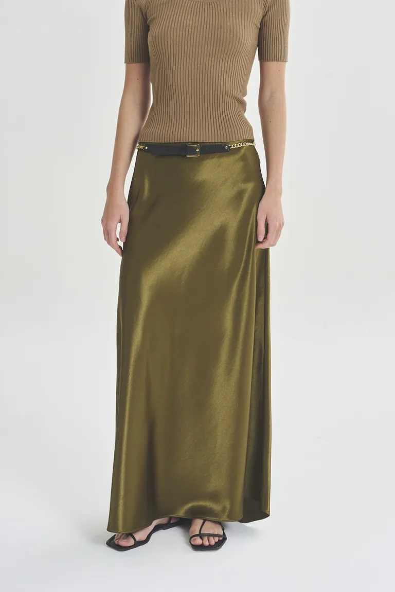 Vestido maxi largo en color verde oliva para mujer de Akiabara en Faldas para argentina