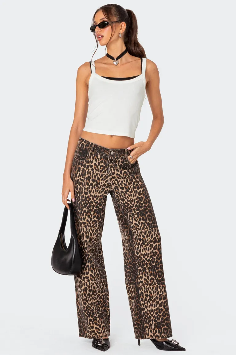 Jean tiro bajo leopardo de Edikted en Pantalones para argentina