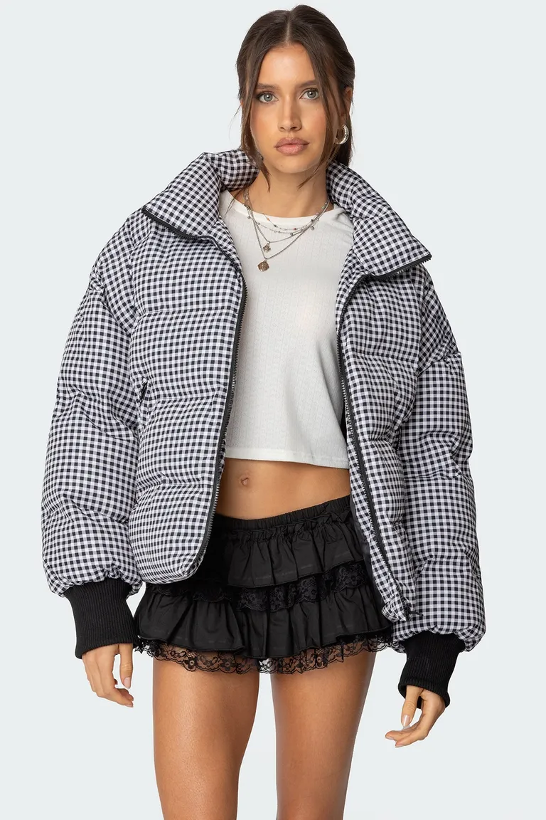 Puffer gingham oversized de Edikted en Chaquetas para argentina