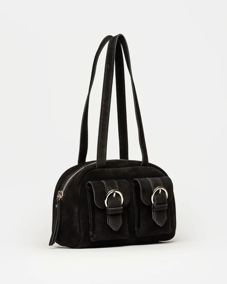 Cartera de hombro con doble bolsillo frontal y cierre superior de Prüne en Bolsos y Carteras para argentina