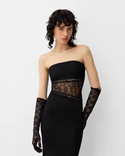 Vestido maxi bandeau con encaje de Bershka en Vestidos para argentina