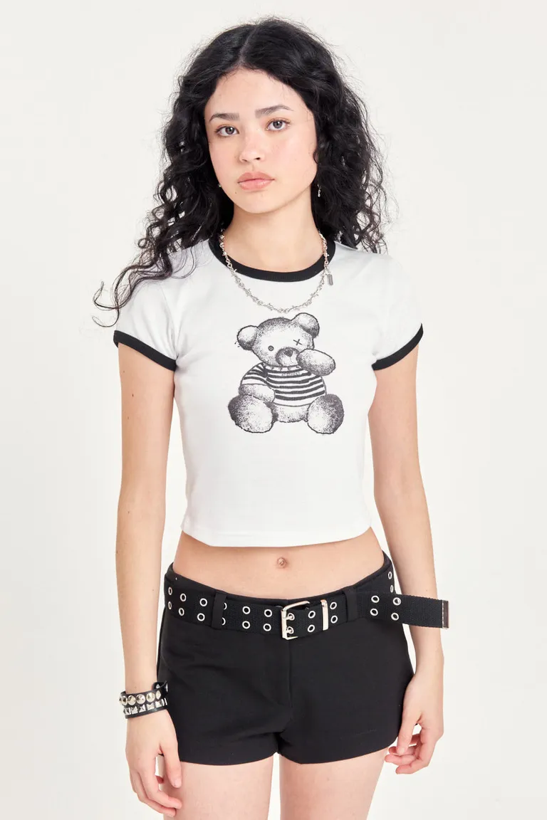 Remera de jersey blanca con diseño de oso de 47 Street en Remeras para argentina