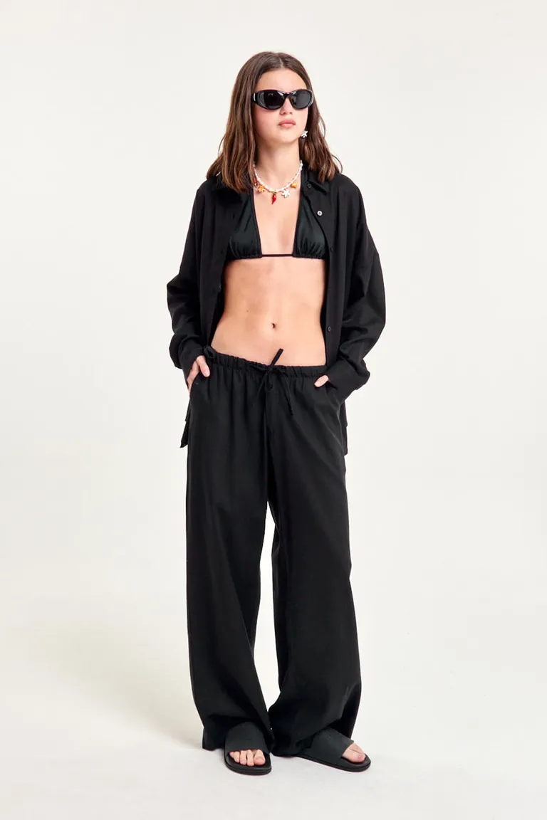 Pantalón de lino de corte amplio y cintura elástica de 47 Street en Pantalones para argentina