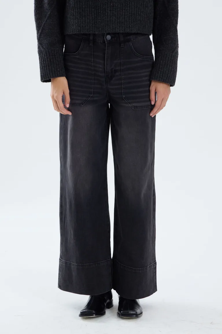 Jean corte wide leg de tiro medio con bolsillos plaque frontales y ruedo ancho de Portsaid en Pantalones para argentina