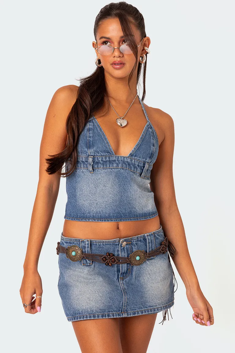 Top halter denim wanona de Edikted en Tops para argentina