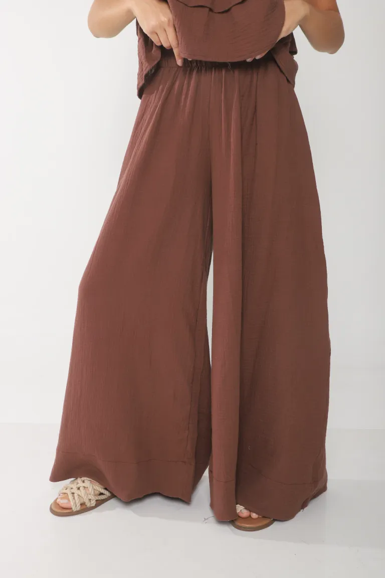 Pantalón amplio de baby cotton con elástico y tiras de ajuste en la cintura de Belle en Pantalones para argentina