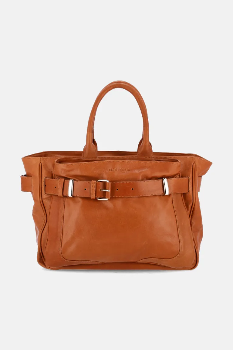 Bolso de cuero marrón de diseño funcional y elegante de Justaosadia en Bolsos y Carteras para argentina