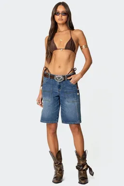 Bermudas jean tiro bajo tris de Edikted en Shorts para argentina