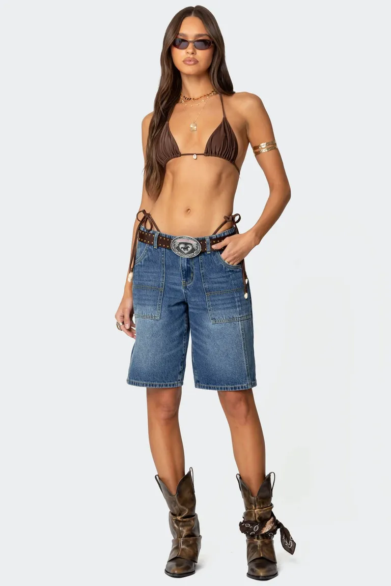 Bermudas jean tiro bajo tris de Edikted en Shorts para argentina