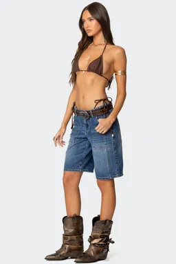 Bermudas jean tiro bajo tris de Edikted en Shorts para argentina