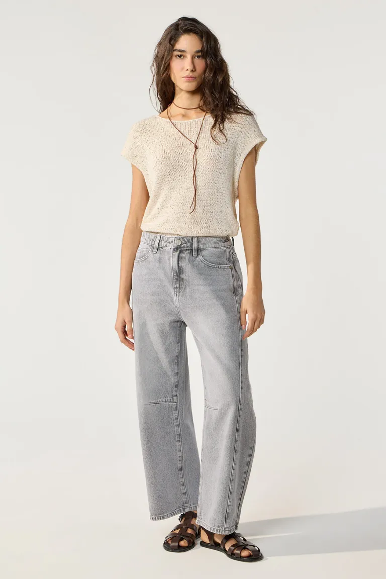 Pantalón de denim gris claro de tiro alto y silueta baggy de Cuesta Blanca en Pantalones para argentina
