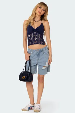 Top crochet espalda descubierta jada de Edikted en Tops para argentina