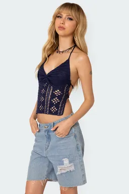 Top crochet espalda descubierta jada de Edikted en Tops para argentina