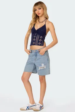 Top crochet espalda descubierta jada de Edikted en Tops para argentina
