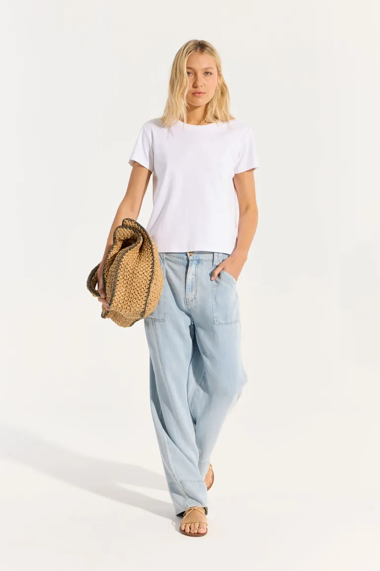 Remera básica de algodón con escote redondo para mujeres de Portsaid en Remeras para argentina