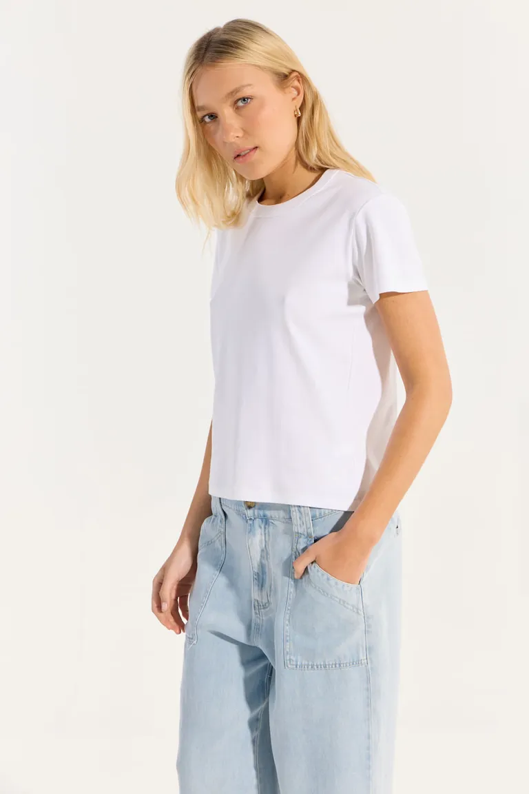 Remera básica de algodón con escote redondo para mujeres de Portsaid en Remeras para argentina