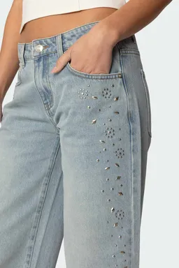 Jeans tiro bajo con tachas de Edikted en Pantalones para argentina
