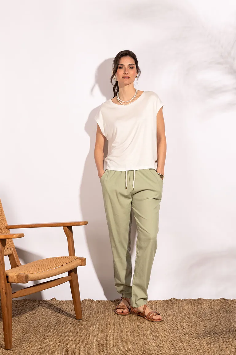 Pantalón de Algodón Holgado con Bolsillos en Tono Beige de Indiastyle en Pantalones para argentina