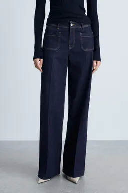 Jean wideleg bolsillos rinse de Mango en Pantalones para argentina