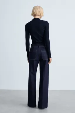 Jean wideleg bolsillos rinse de Mango en Pantalones para argentina