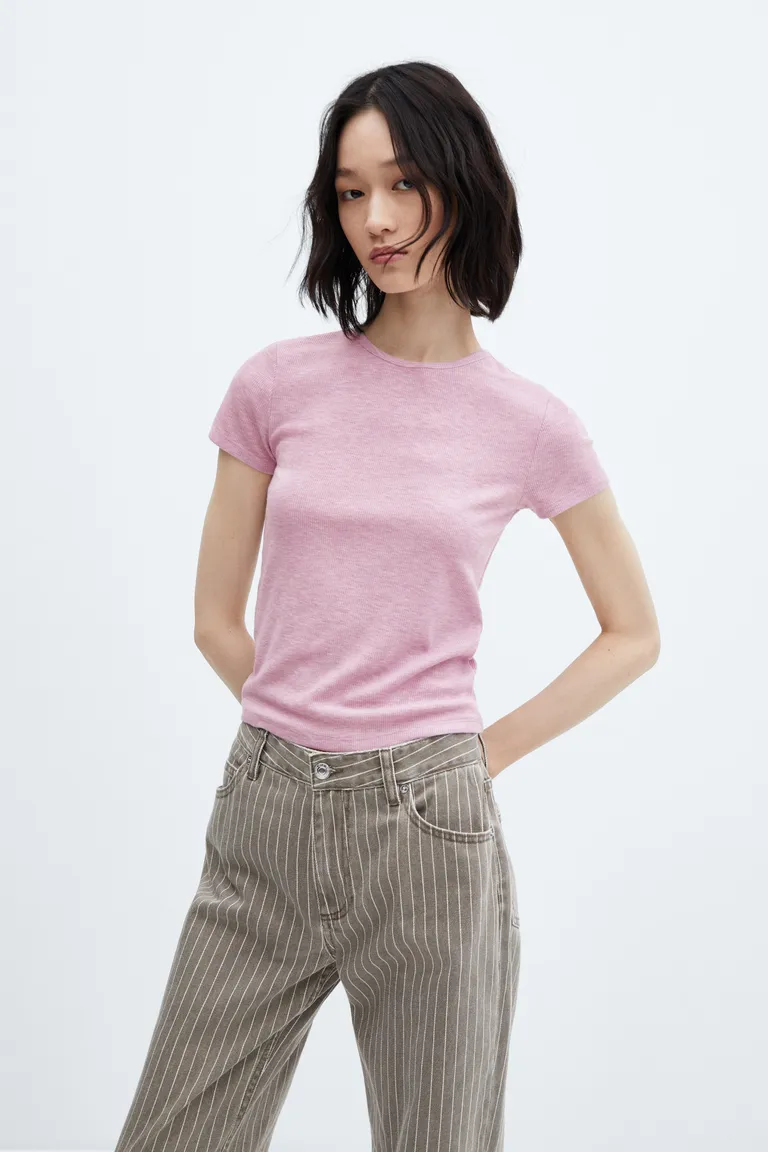 Remera manga corta canalé de Mango en Remeras para argentina
