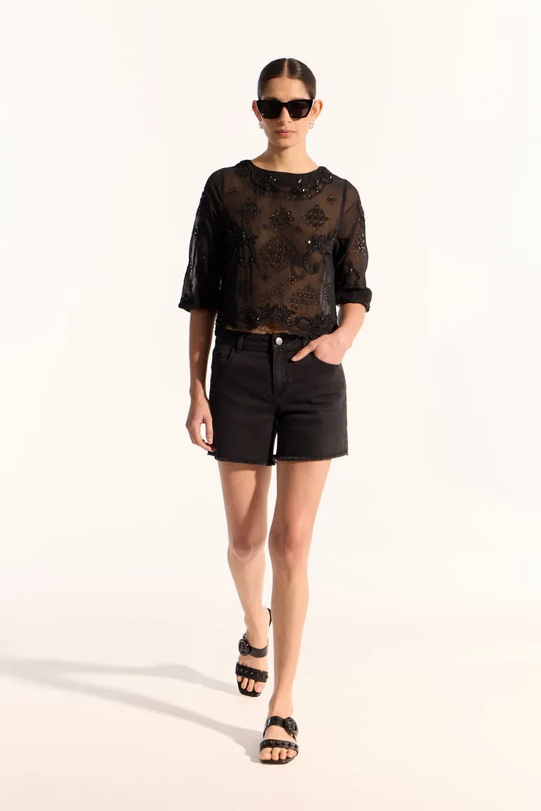 Shorts de tiro medio con diseño denim en variedad de colores de Portsaid en Shorts para argentina