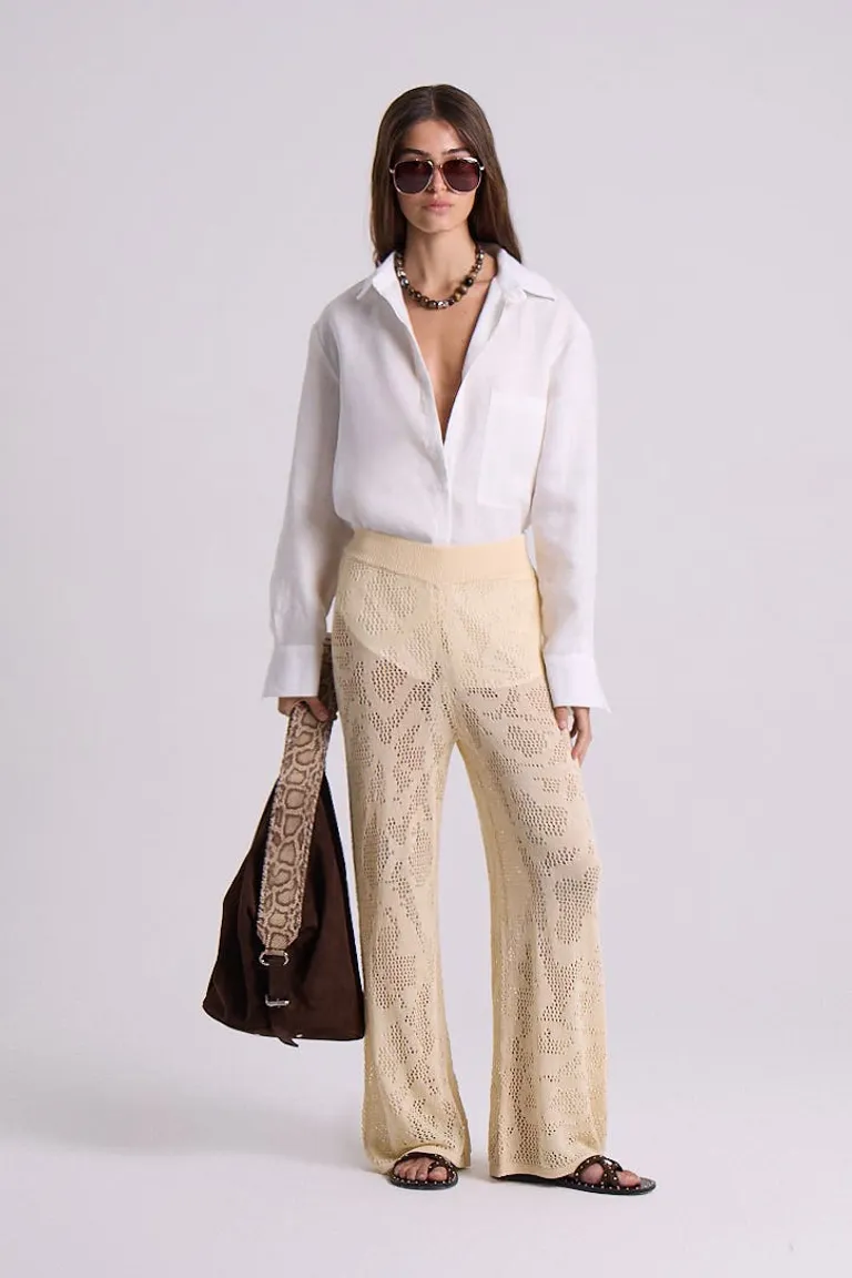 Pantalón tejido con diseño texturizado y patrón artesanal de punto de Maria Cher en Pantalones para argentina