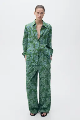 Pantalón lino paisley de Mango en Pantalones para argentina