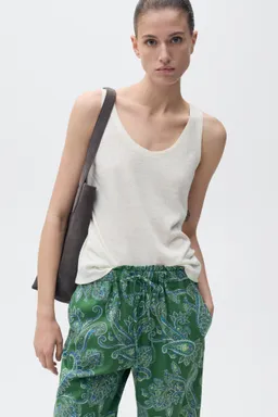 Pantalón lino paisley de Mango en Pantalones para argentina