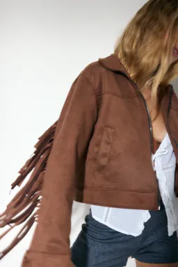 Campera gamuza flecos morena de Audaz en Chaquetas para argentina