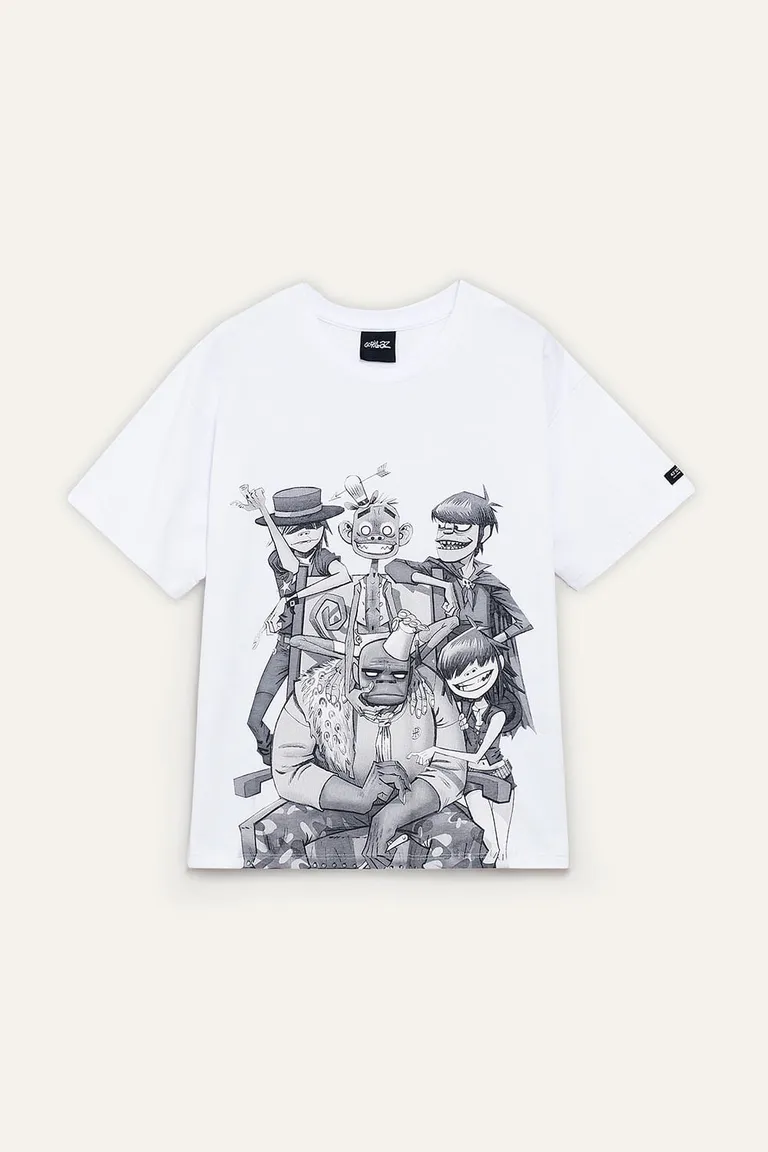 Remera oversize de algodón blanca con estampa Gorillaz de 47 Street en Remeras para argentina