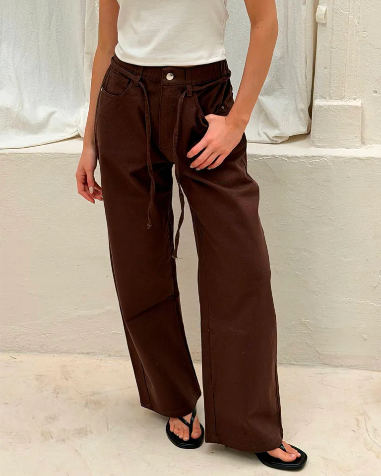 Pantalón baggy de tela rígida con elástico en la espalda y bolsillos de Sky en Pantalones para argentina