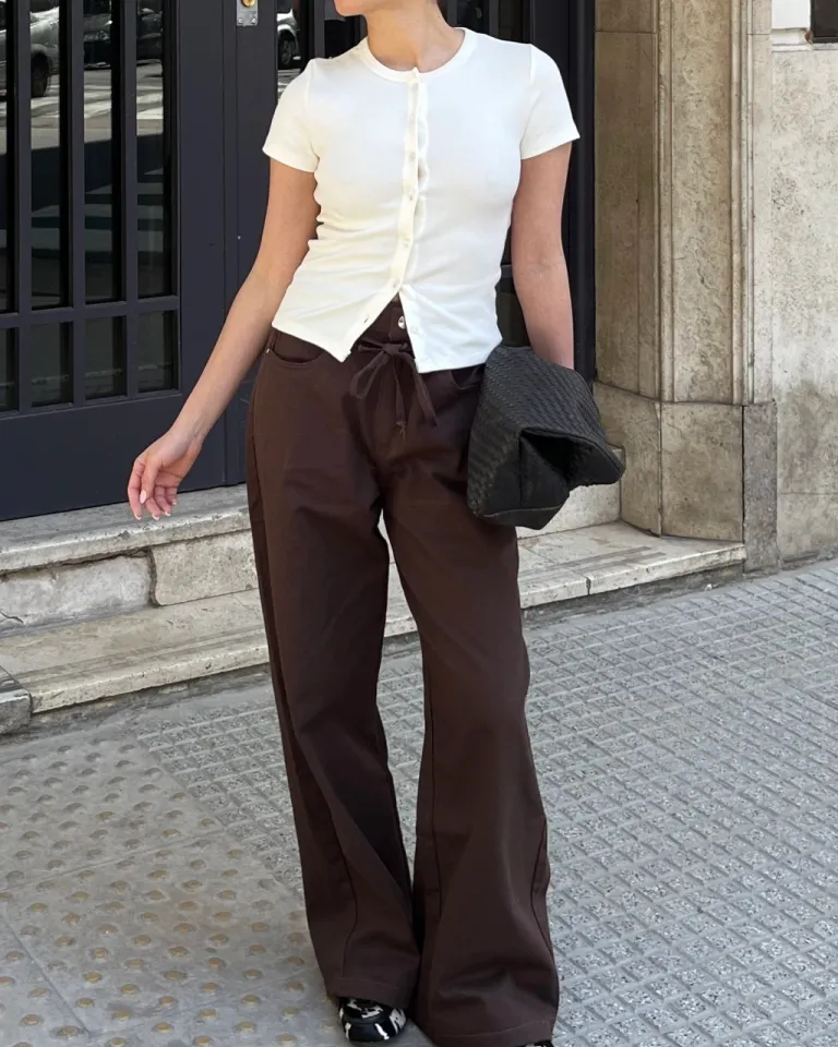 Pantalón baggy de tela rígida con elástico en la espalda y bolsillos de Sky en Pantalones para argentina