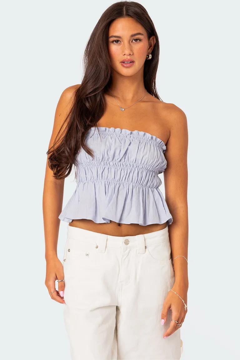 Top arruchado look lino katherine de Edikted en Tops para argentina