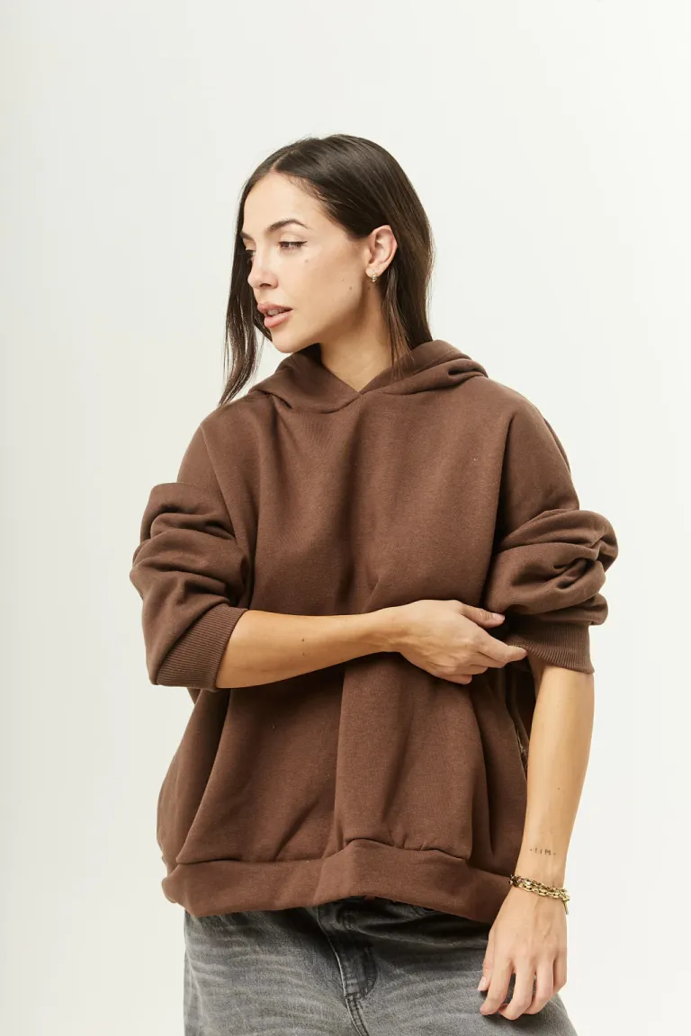 Buzo ancho de frisa con capucha para mujer de Belle en Buzos y Sweaters para argentina