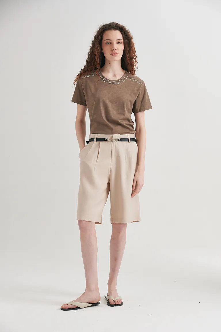 Bermuda de lino de corte recto y diseño elegante para un estilo versátil y cómodo de Sweet en Shorts para argentina