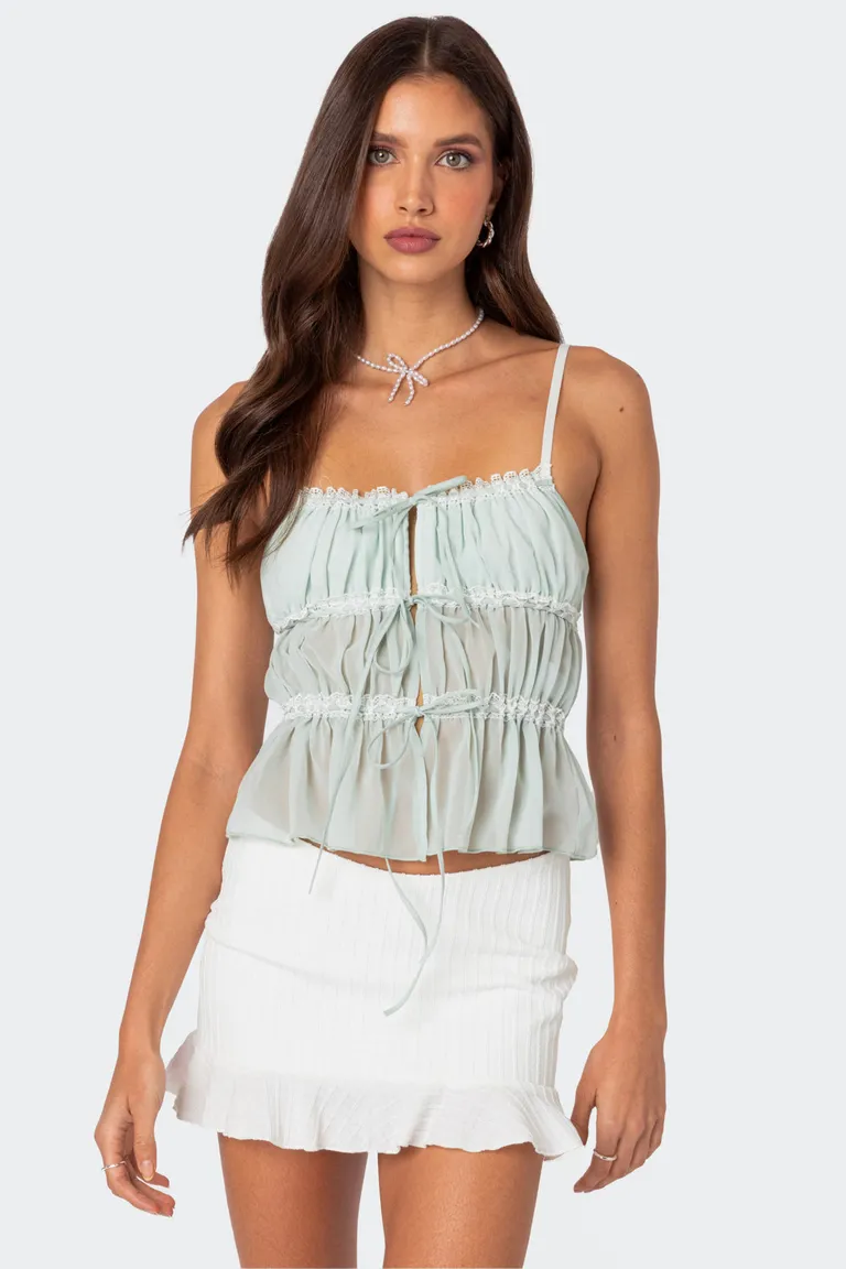 Top gasa transparente addy de Edikted en Tops para argentina