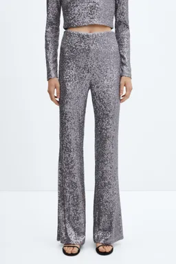 Pantalón flare lentejuelas de Mango en Pantalones para argentina