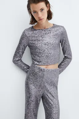 Pantalón flare lentejuelas de Mango en Pantalones para argentina